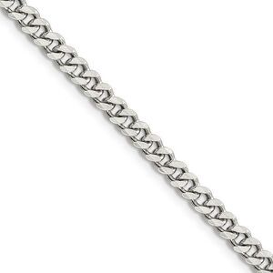 4.5mm Rhodium Plated Sterling Silver Solid Curb Chain Necklace, 20 In